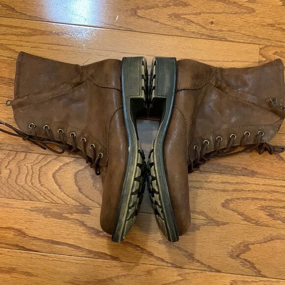 Size 10 Lace up (side zippers) brown work boots with flannel lining NWOT - Picture 3 of 9